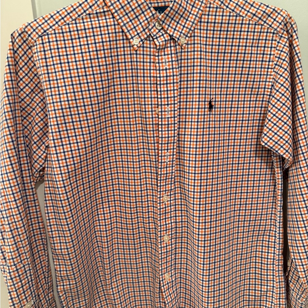 Ralph Lauren Kids Orange and Blue Checkered Shirt
